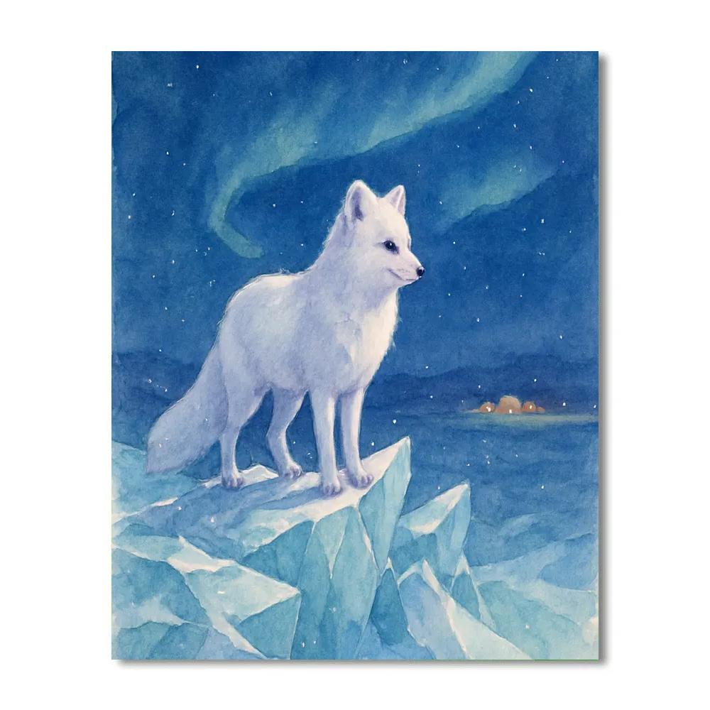 Christmas Polar Fox On The Crystal Ridge Painting by numbers kit