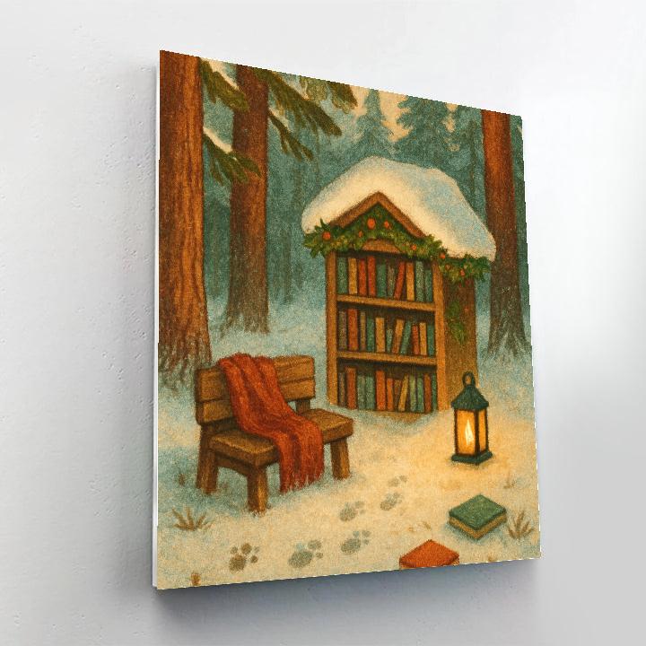 Christmas Forest Library Under The Pines paint by numbers