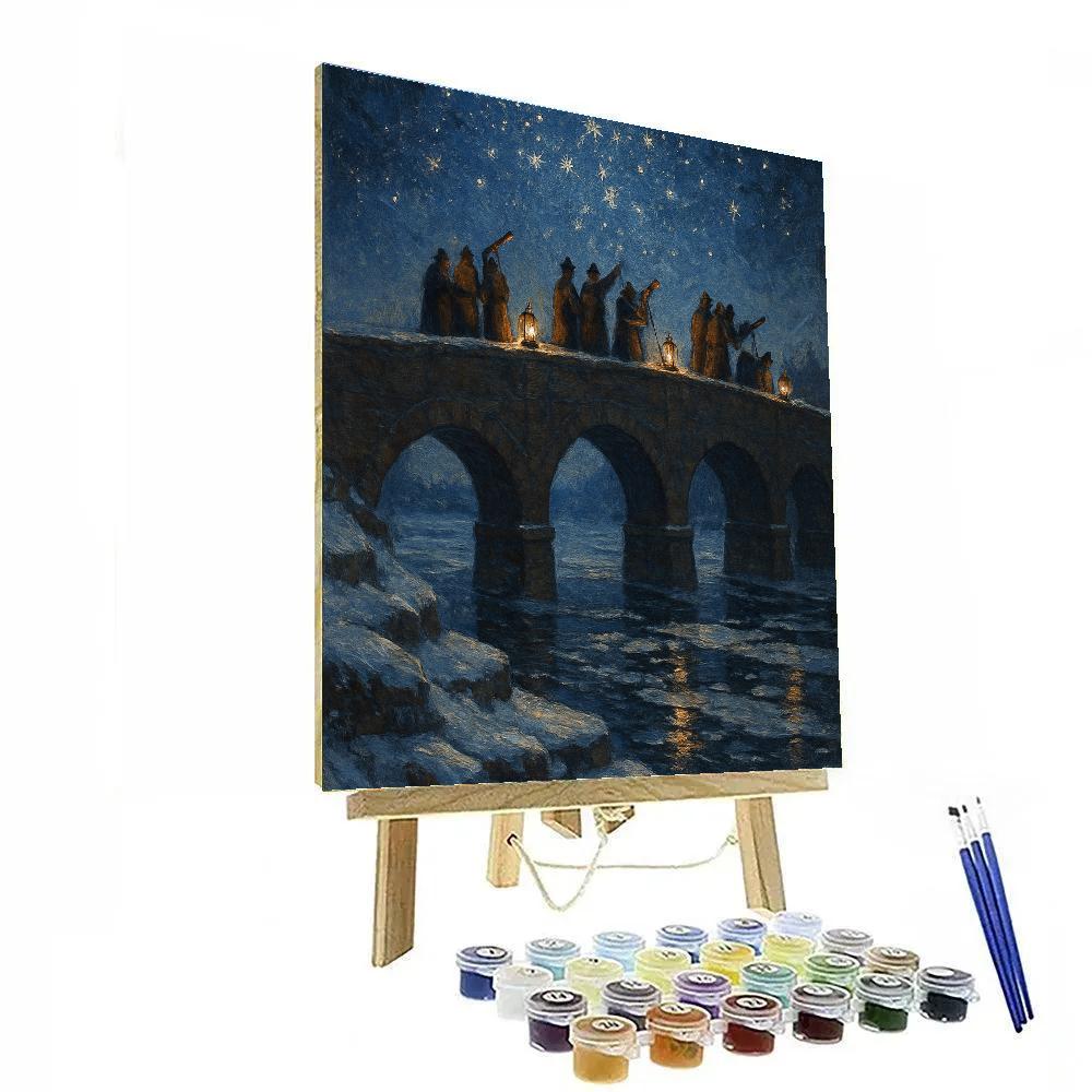 Christmas Stargazer Bridge In The Snowy Valley paint by number