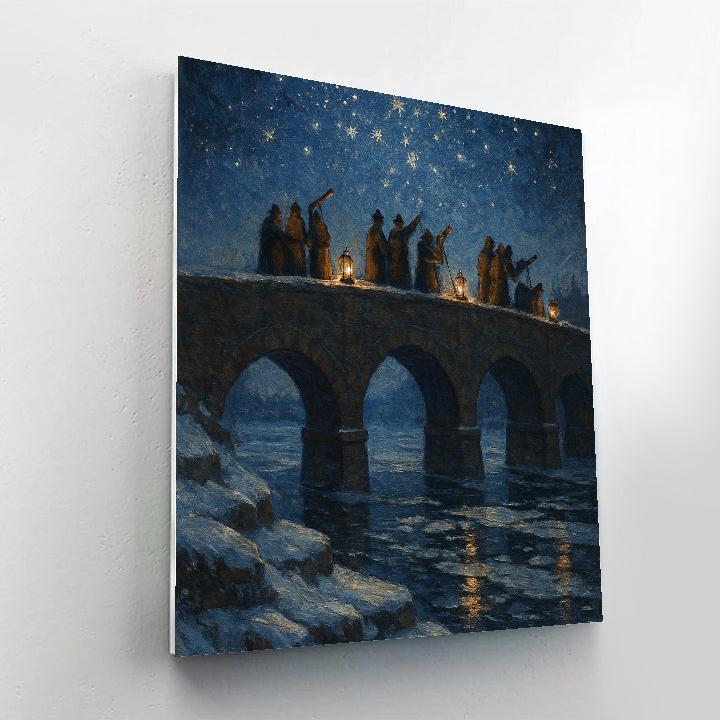 Christmas Stargazer Bridge In The Snowy Valley paint by number