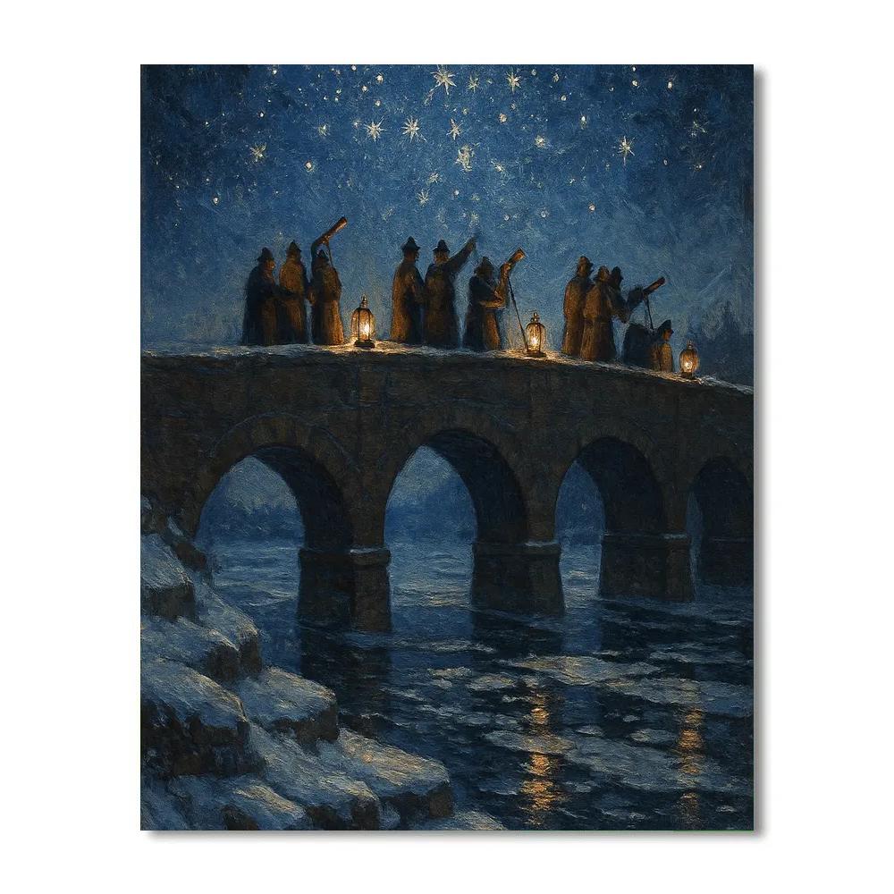 Christmas Stargazer Bridge In The Snowy Valley paint by number