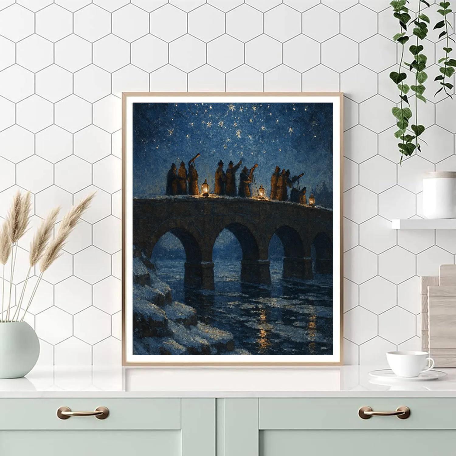 Christmas Stargazer Bridge In The Snowy Valley paint by number