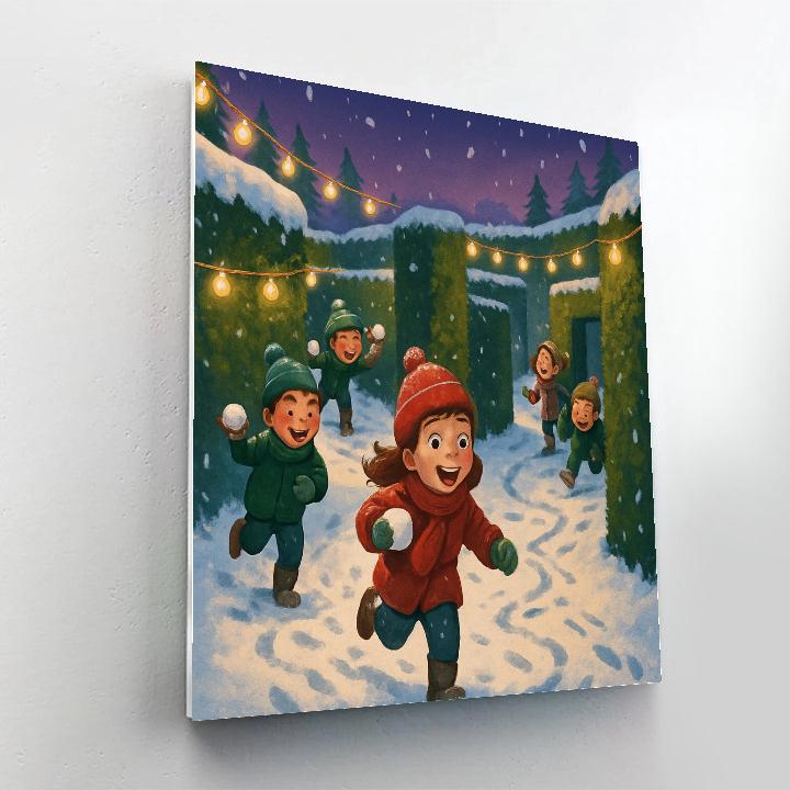 Christmas Hedge Maze Snowball Chase Number painting