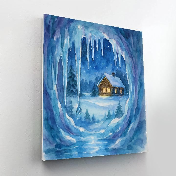 Christmas Cabin Reflections In Icicle Caves Paint by numbers kits
