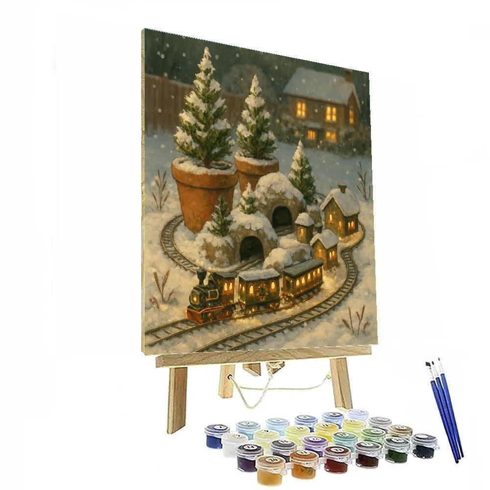 Christmas Garden Railway Under The Snowdrifts painting number kit