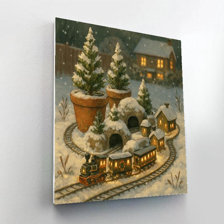 Christmas Garden Railway Under The Snowdrifts painting number kit