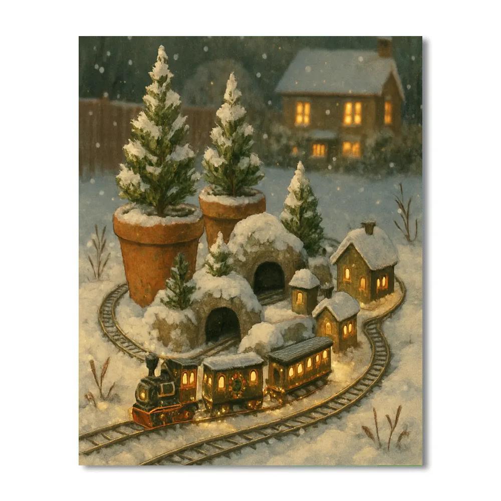 Christmas Garden Railway Under The Snowdrifts painting number kit