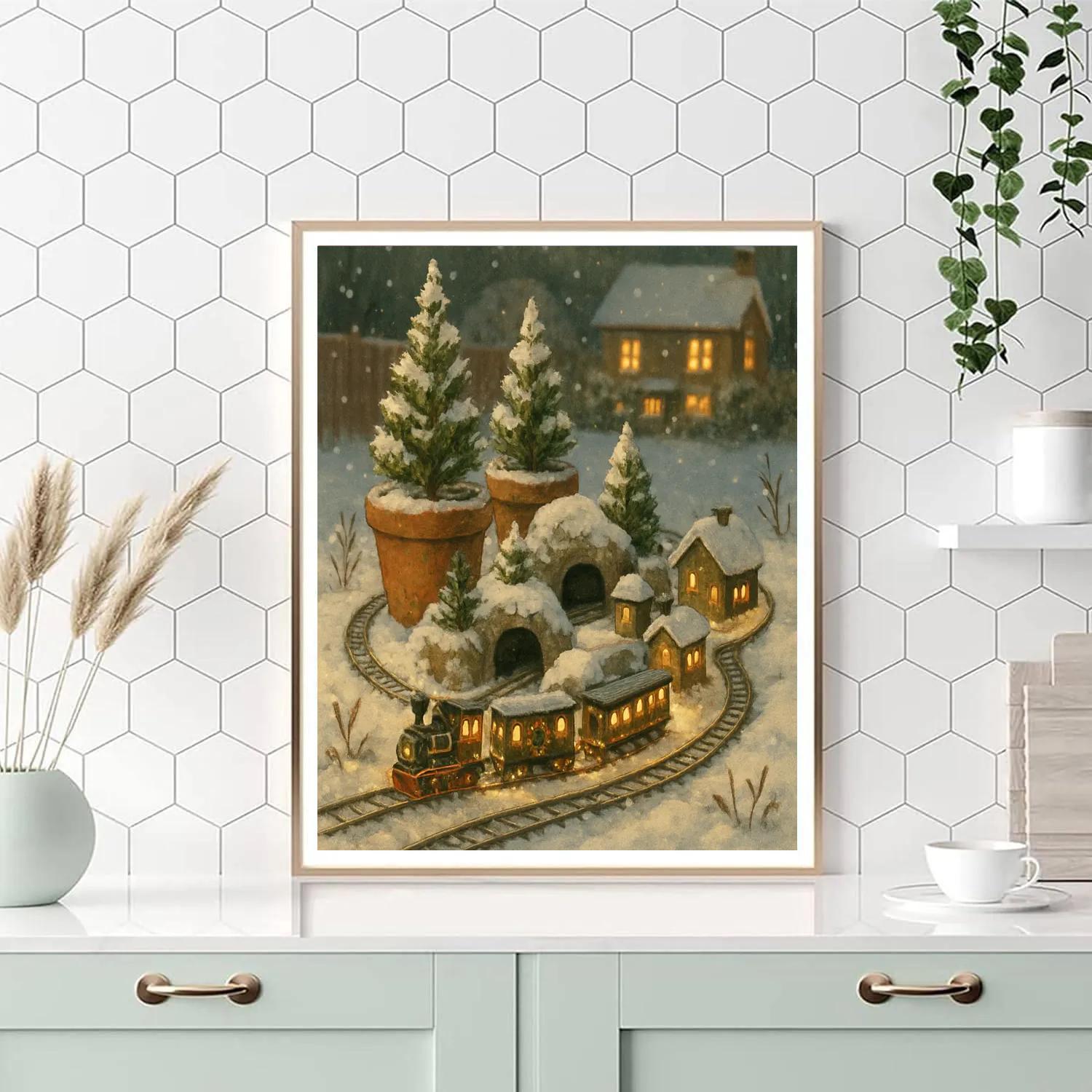 Christmas Garden Railway Under The Snowdrifts painting number kit