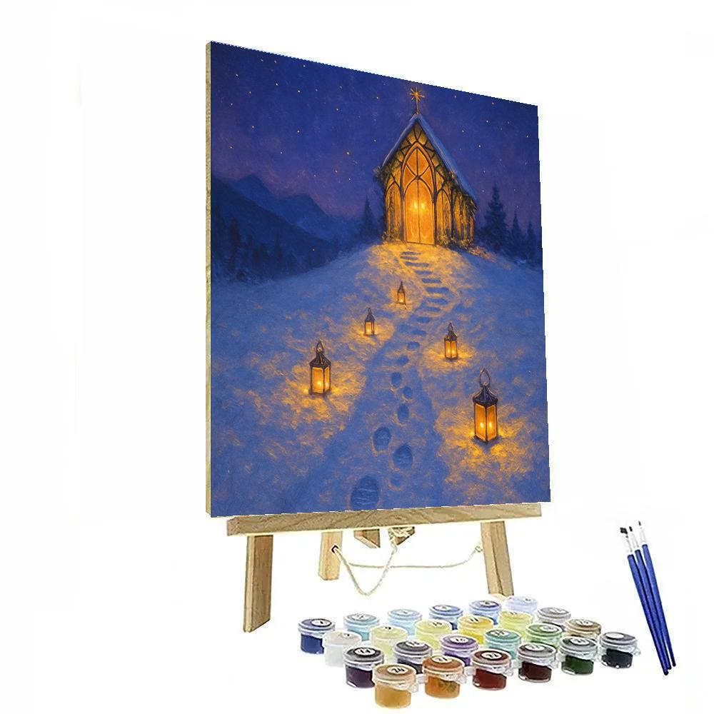 Christmas Lantern Path Up To The Glass Chapel Number painting