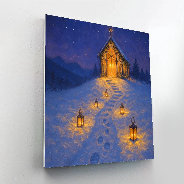 Christmas Lantern Path Up To The Glass Chapel Number painting