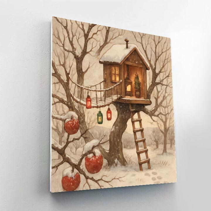 Christmas Snowfall Over The Orchard Treehouse DIY paint by numbers