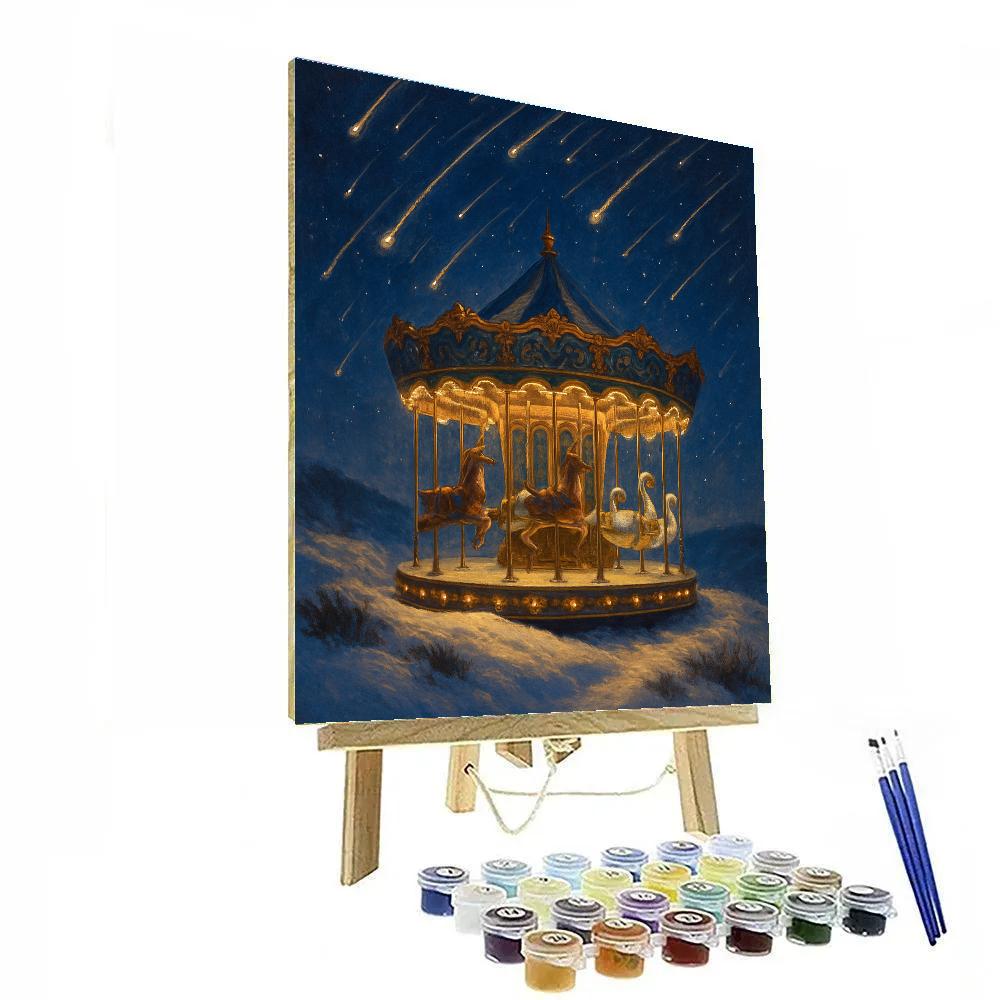 Christmas Starfall Over The Hilltop Carousel paint by color