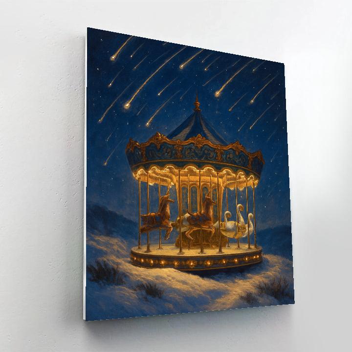 Christmas Starfall Over The Hilltop Carousel paint by color