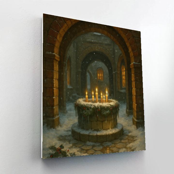 Christmas Wishing Wells In The Snowy Courtyard paint by numbers