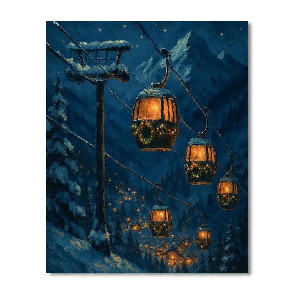 Christmas Mountain Gondola Starline paint by numbers