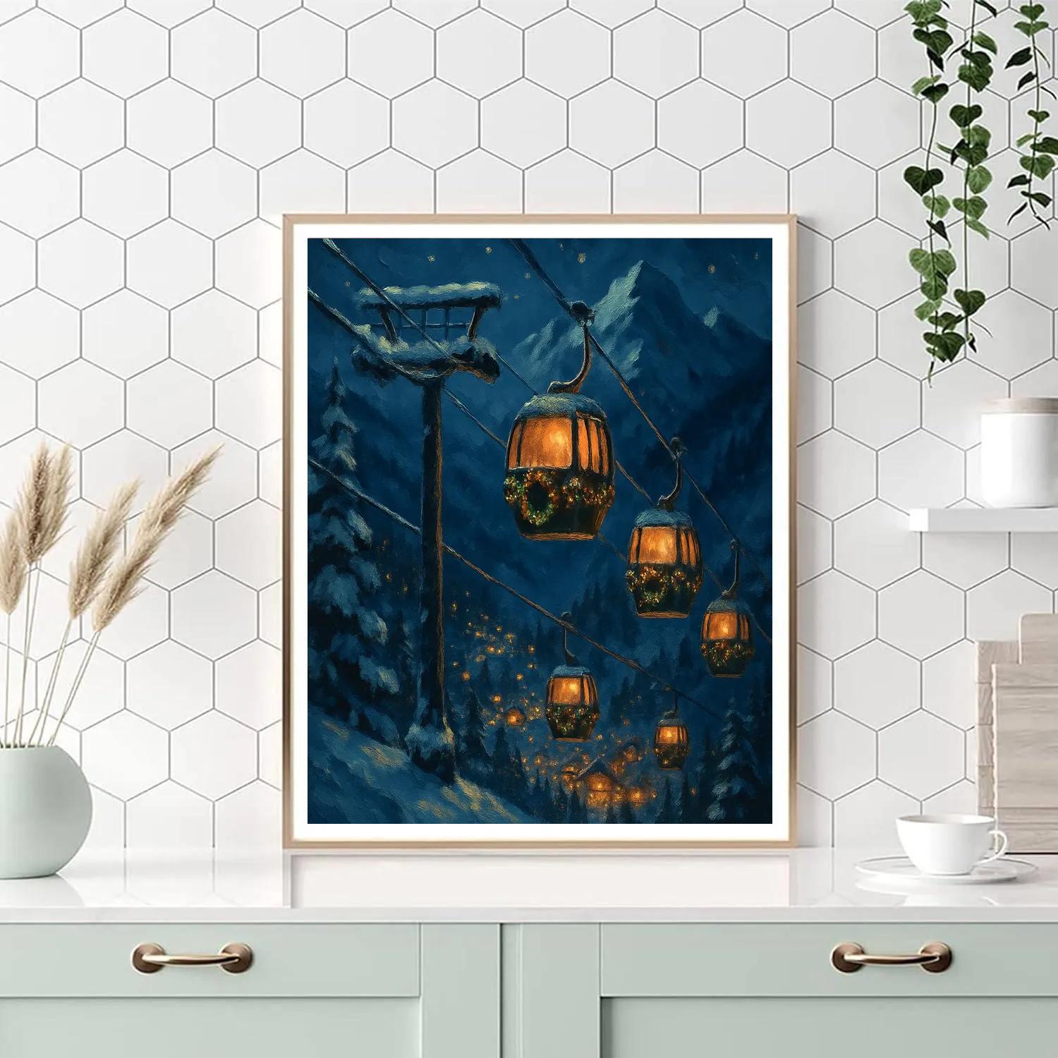 Christmas Mountain Gondola Starline paint by numbers