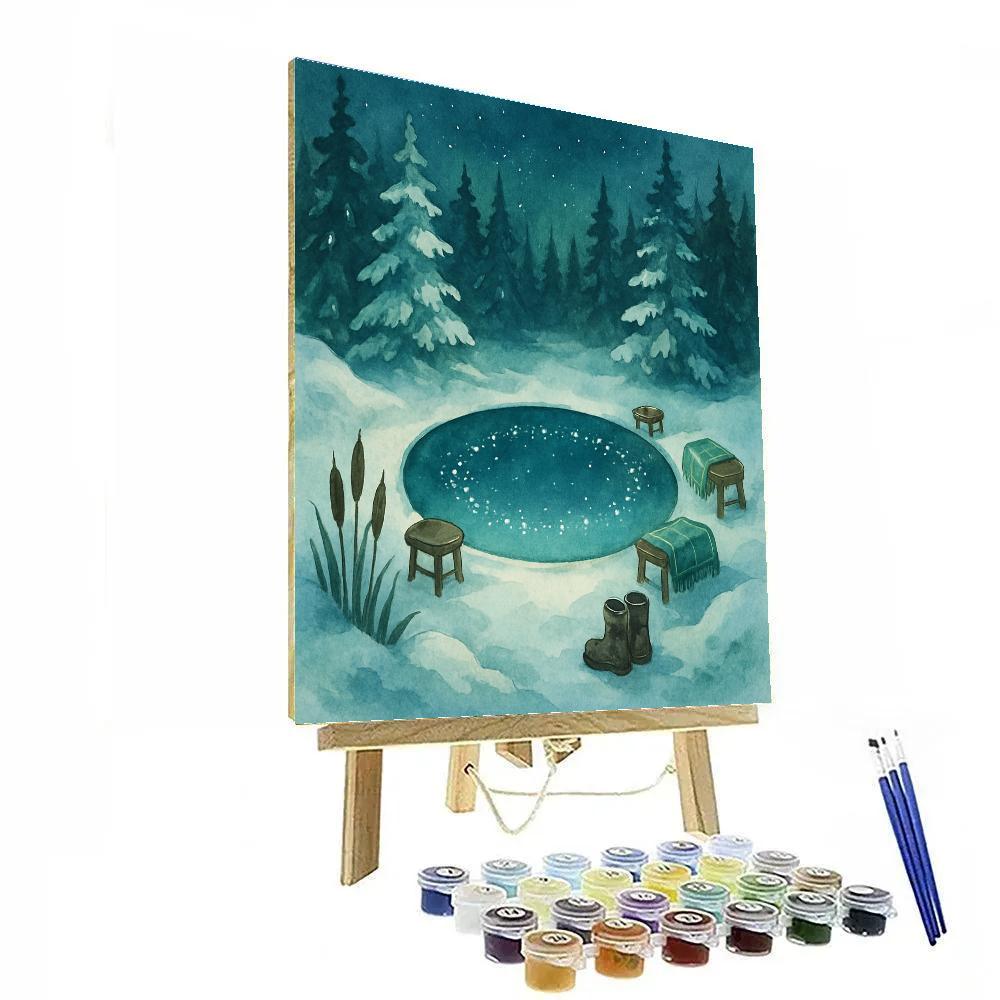 Christmas Winter Stargazing Pond Painting by numbers kit