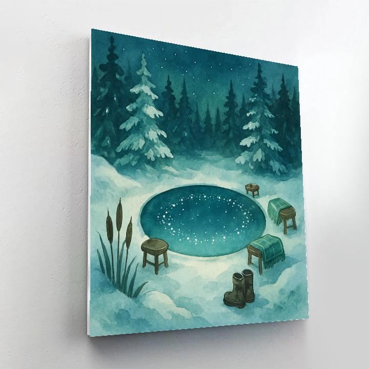 Christmas Winter Stargazing Pond Painting by numbers kit