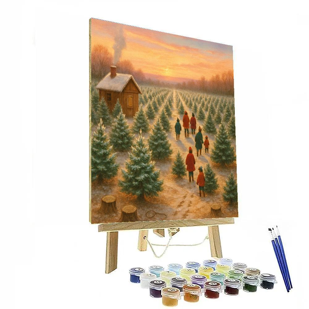 Christmas Tree Farm At Frosty Daybreak Numbered painting kits