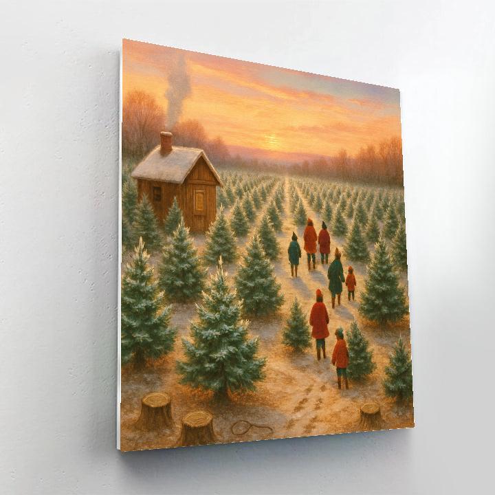 Christmas Tree Farm At Frosty Daybreak Numbered painting kits