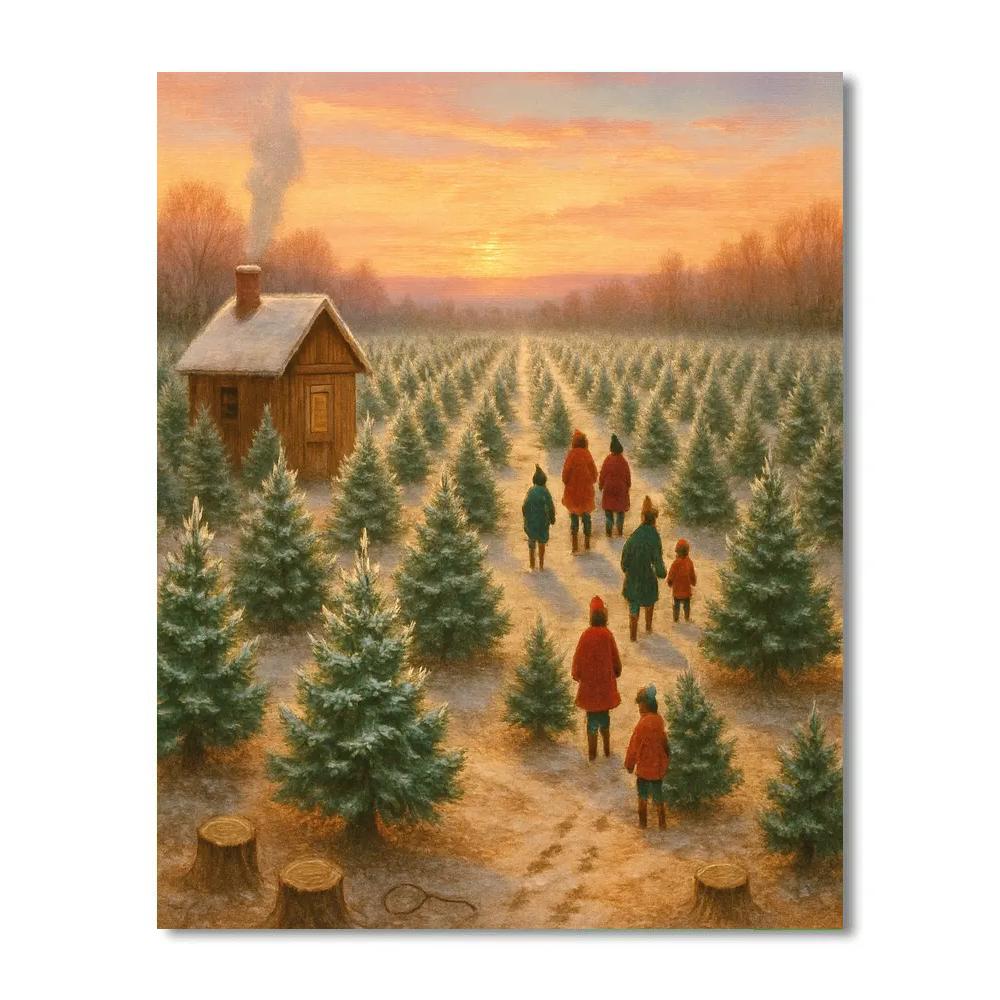 Christmas Tree Farm At Frosty Daybreak Numbered painting kits