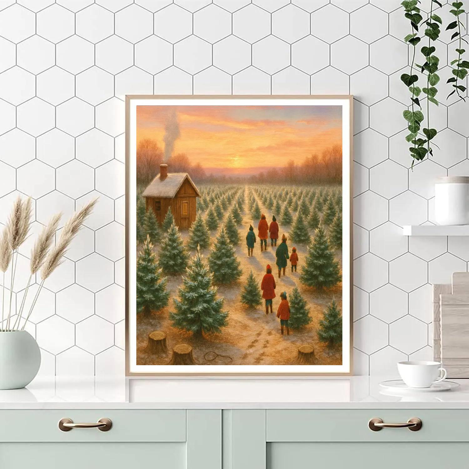 Christmas Tree Farm At Frosty Daybreak Numbered painting kits