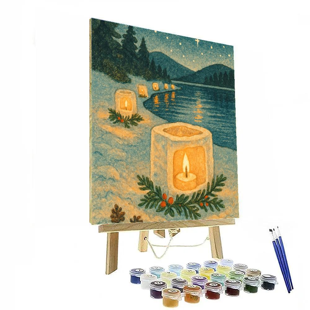 Christmas Ice Lantern Garden Beside The Lake paint by number