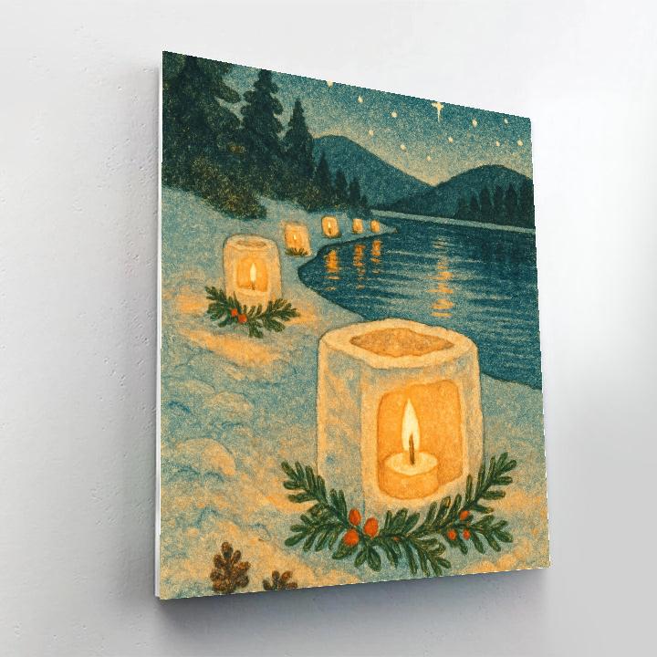 Christmas Ice Lantern Garden Beside The Lake paint by number