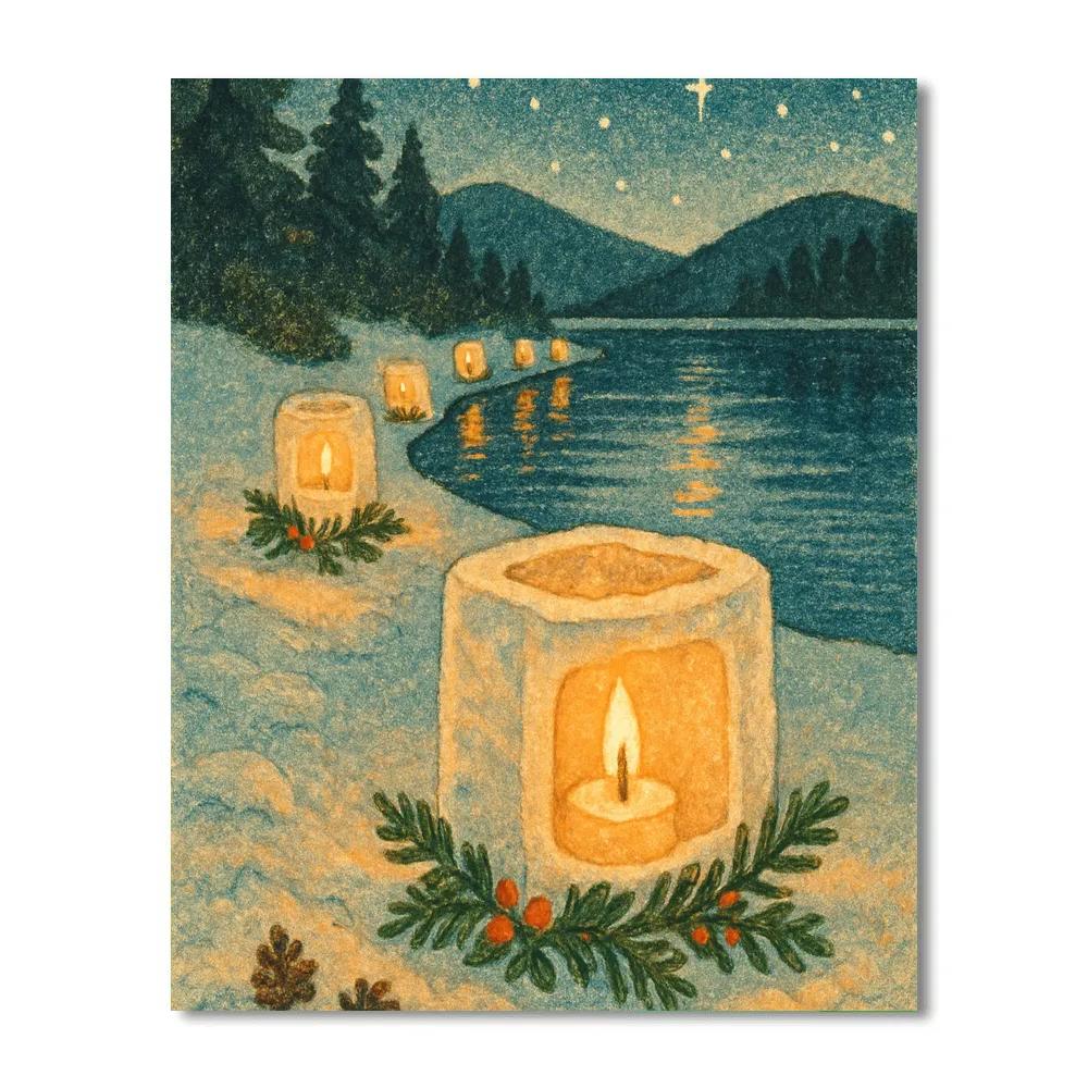 Christmas Ice Lantern Garden Beside The Lake paint by number