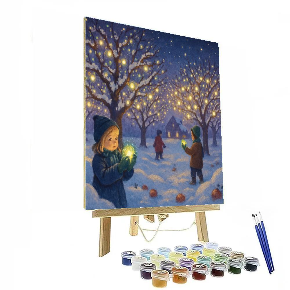 Christmas Night At The Frozen Firefly Orchard paint by numbers