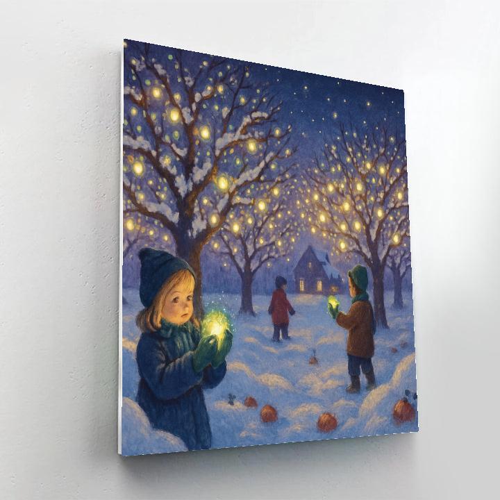 Christmas Night At The Frozen Firefly Orchard paint by numbers