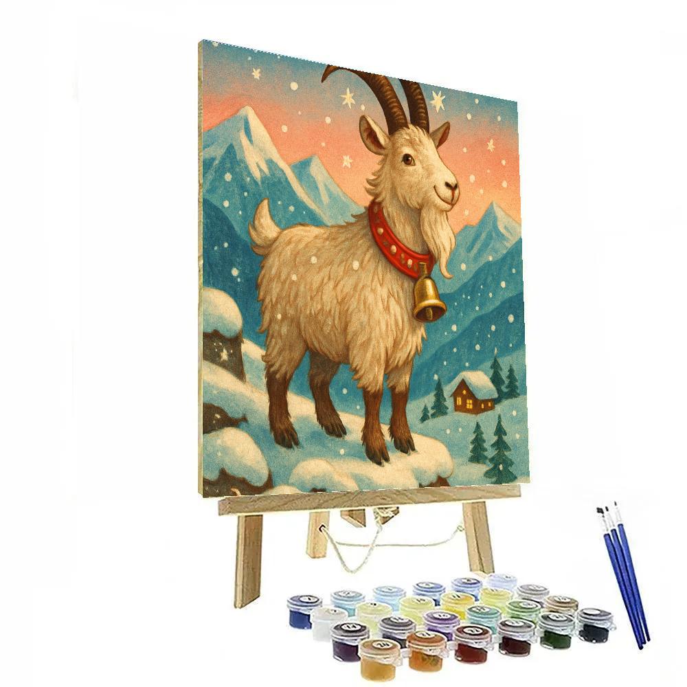 Christmas Jingle Goat On The Alpine Slope Paint by numbers art