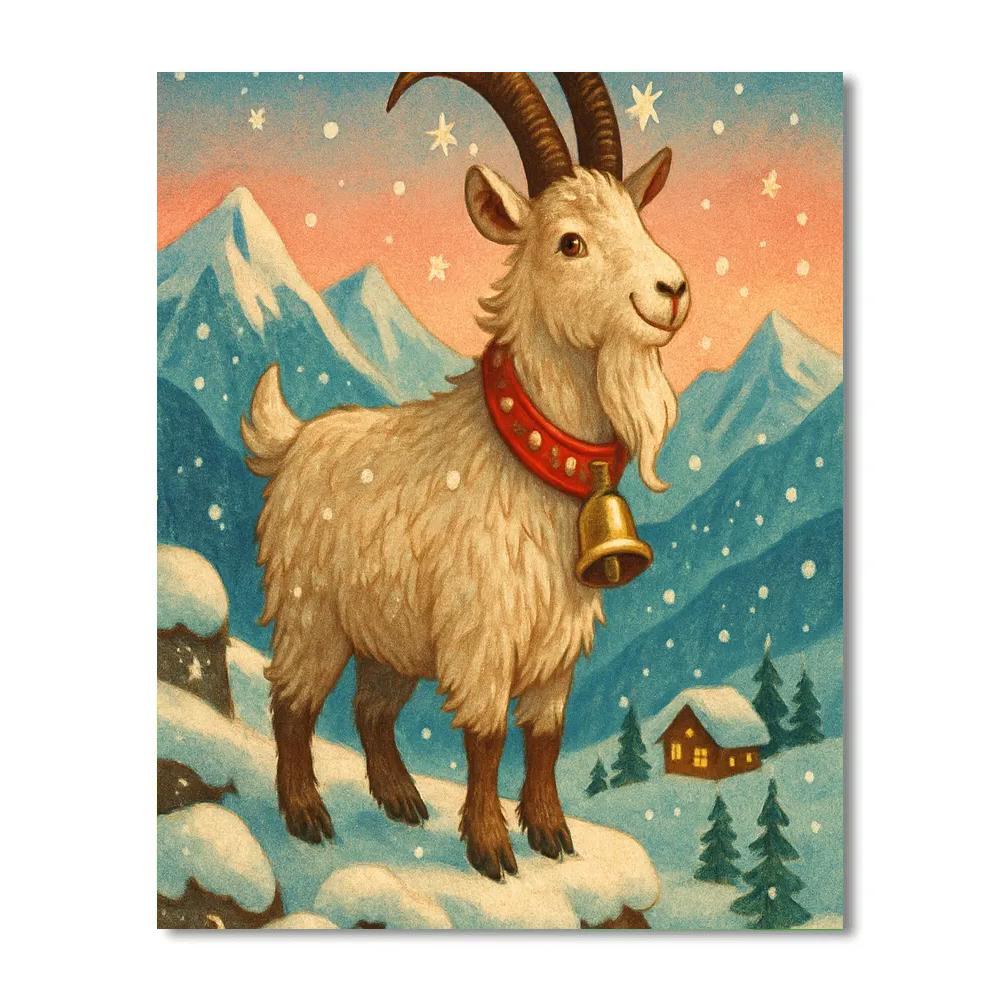 Christmas Jingle Goat On The Alpine Slope Paint by numbers art