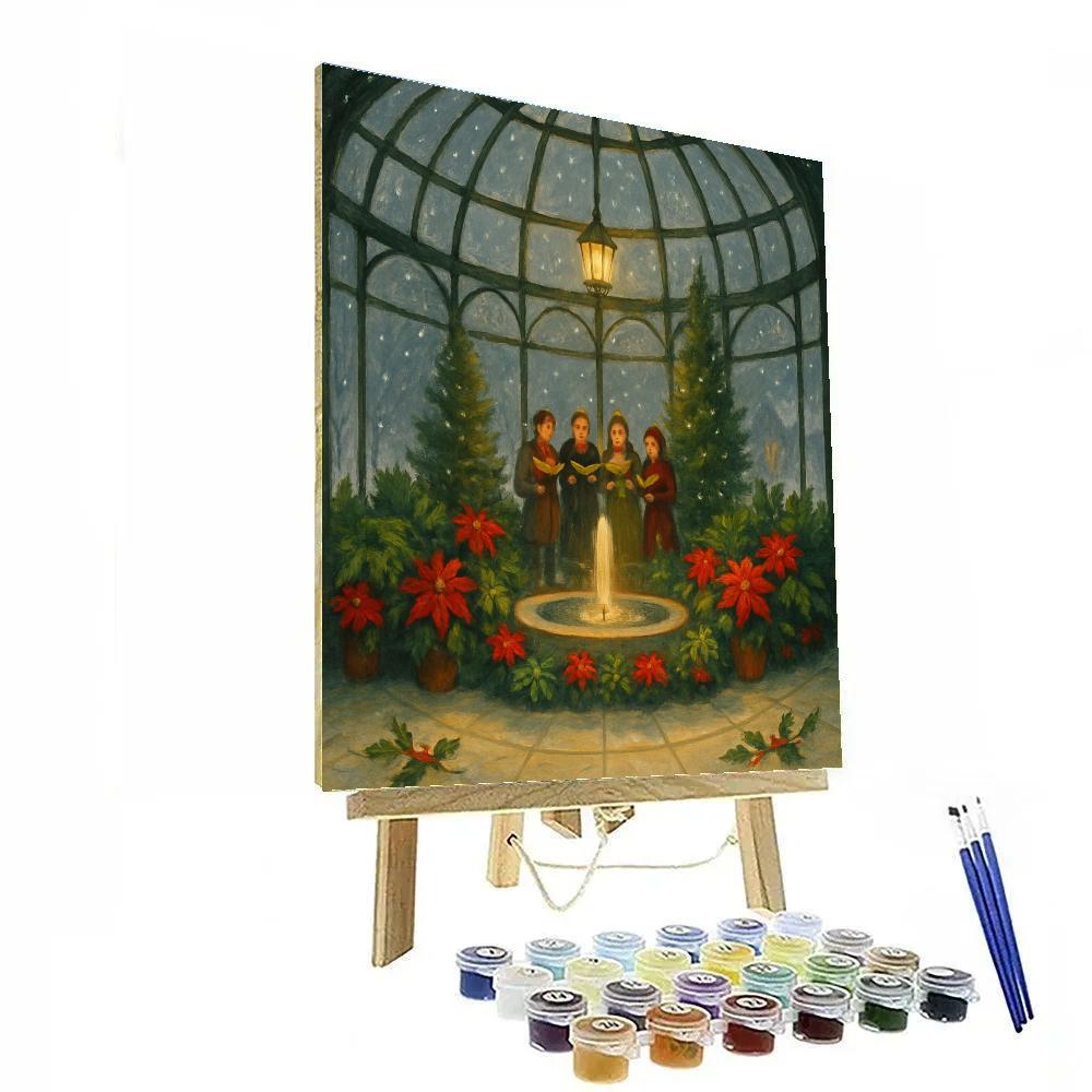 Christmas Winter Choir In The Glass Conservatory paint by number