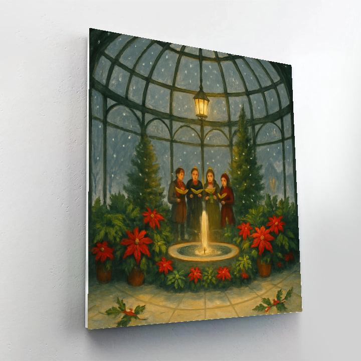 Christmas Winter Choir In The Glass Conservatory paint by number