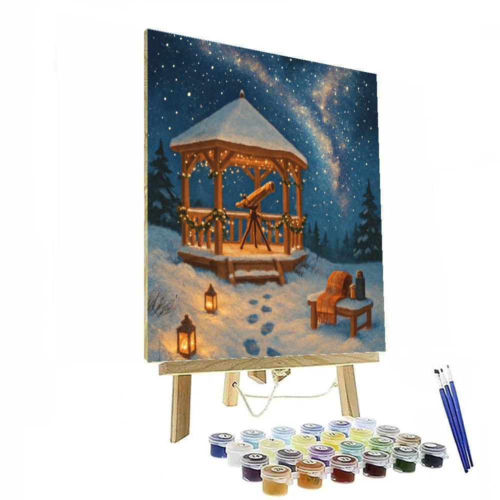 Christmas Winter Stargazing Gazebo On The Hill DIY paint by numbers