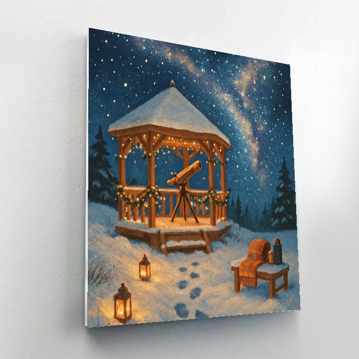 Christmas Winter Stargazing Gazebo On The Hill DIY paint by numbers