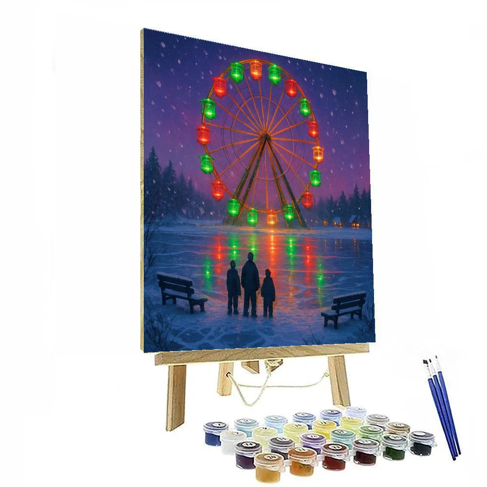 Christmas Frozen Ferris Wheel By The Lake Paint by numbers kits