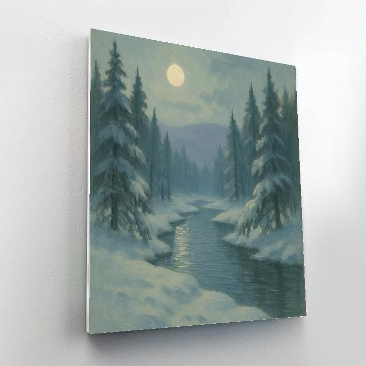 Moonlit River Through Silent Pines Paint by numbers art