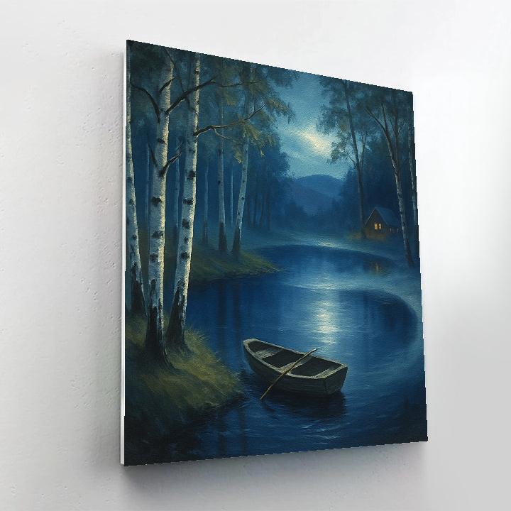 Moonlit Birch Cove Reflection paint by color
