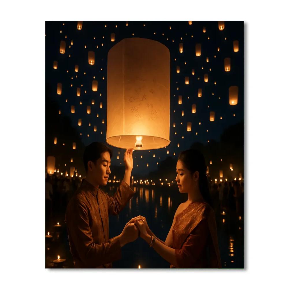 Lantern Release At Yi Peng Festival Chiang Mai DIY paint by numbers