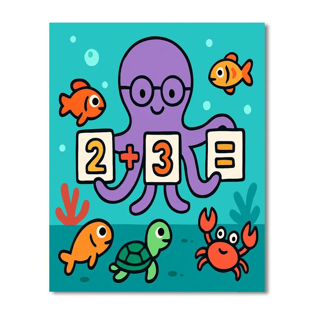 Coral Reef Math With Octopus Teacher Numbered painting kits