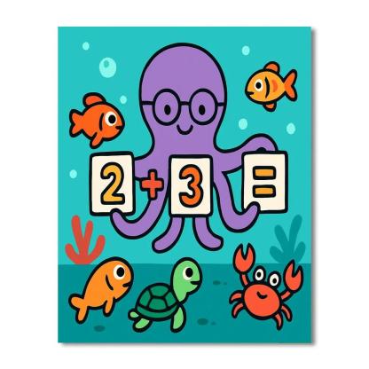 Coral Reef Math With Octopus Teacher Numbered painting kits