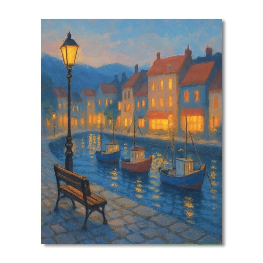 Harbor Lights And Evening Bakery paint by numbers