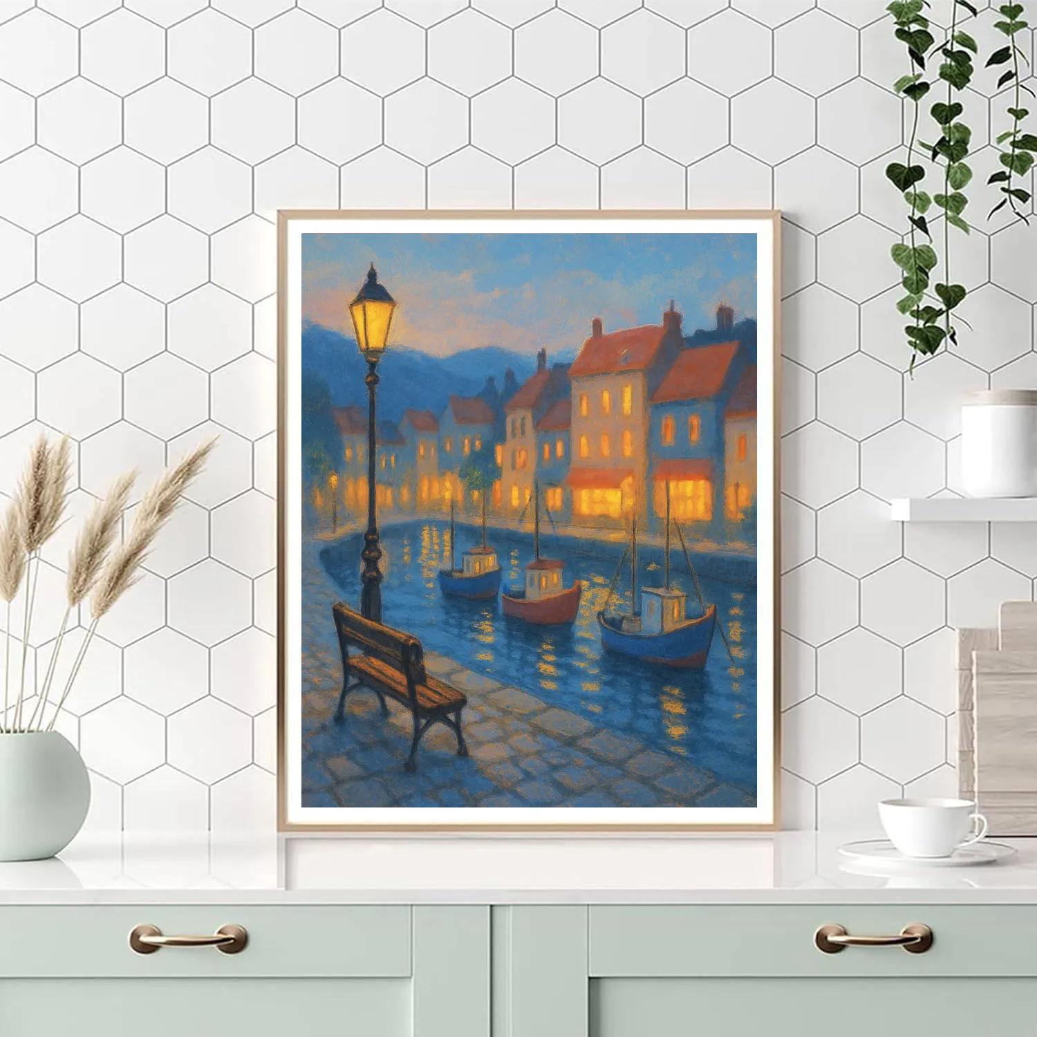 Harbor Lights And Evening Bakery paint by numbers