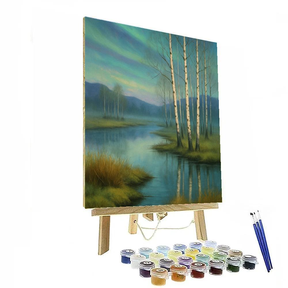 Aurora Over Birchwater Marsh Painting by numbers kit