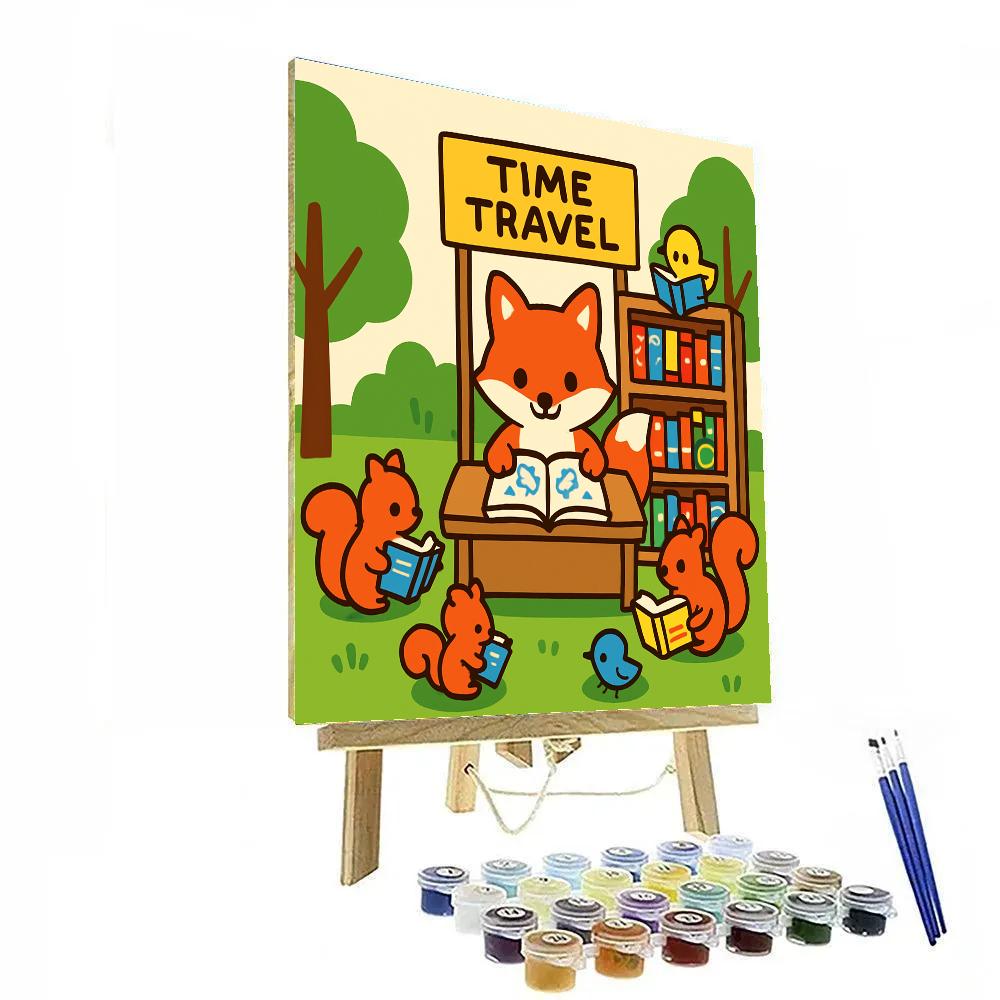 Time Traveling Forest Fox Library paint by color