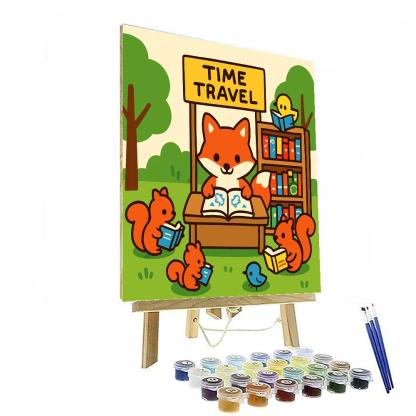 Time Traveling Forest Fox Library paint by color
