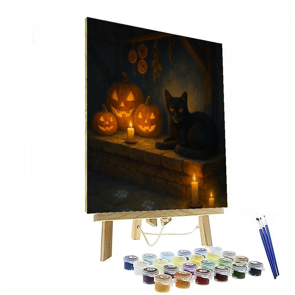 Black Cat Guardian Of The Hearthlight paint by number