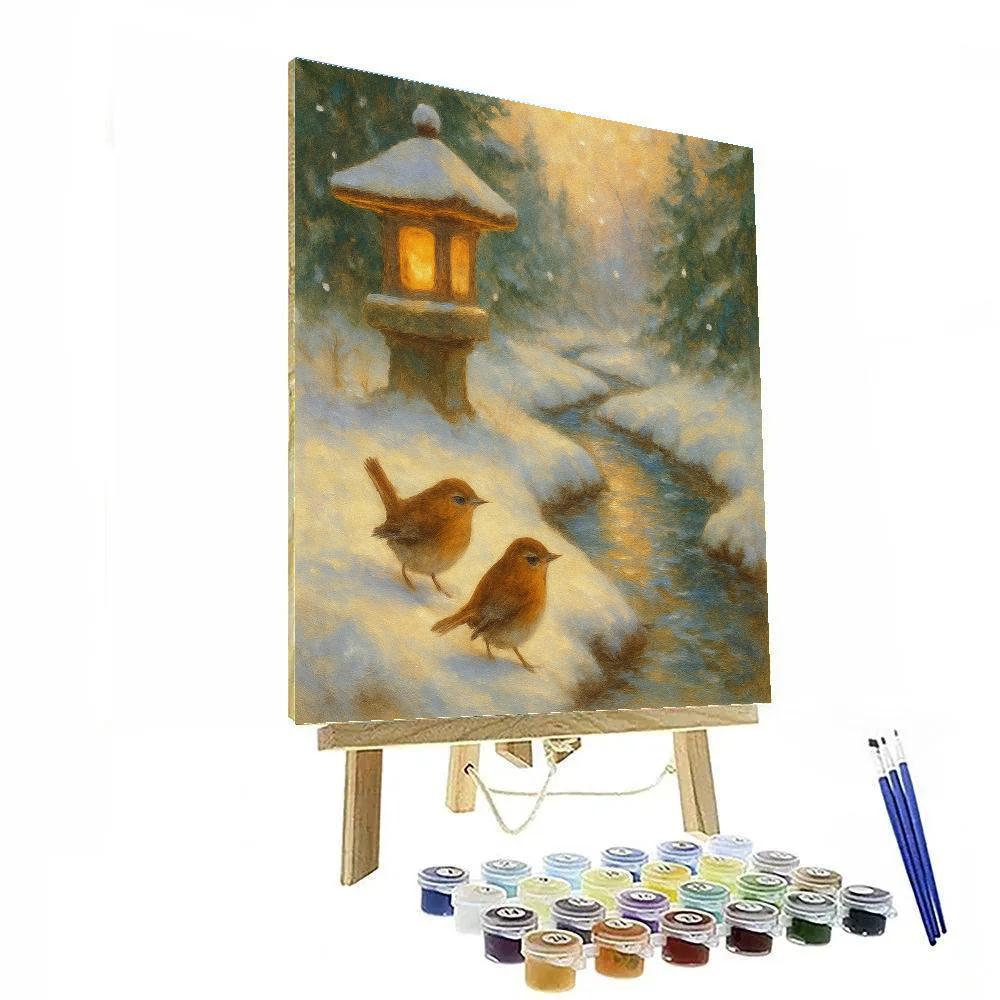 Snowy Wrens By The Lantern Brook Paint by numbers art